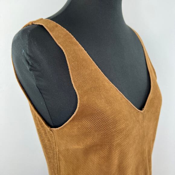 Majestic Filatures Brown Double V Leather Front & Linen Tank Top V-Neck 1 S - Picture 5 of 7